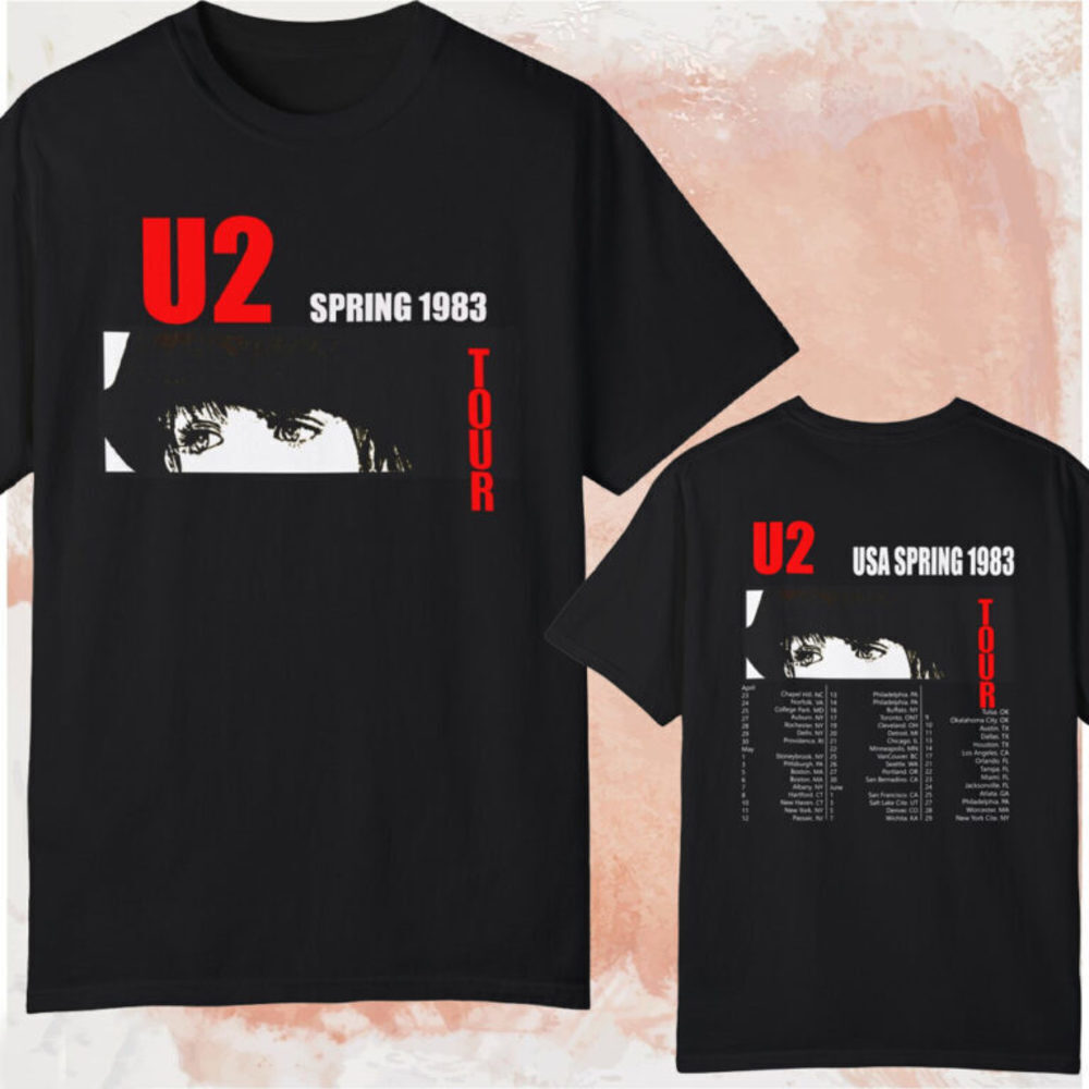 U2 Usa Spring 1983 Tour Tshirt 2 Sided